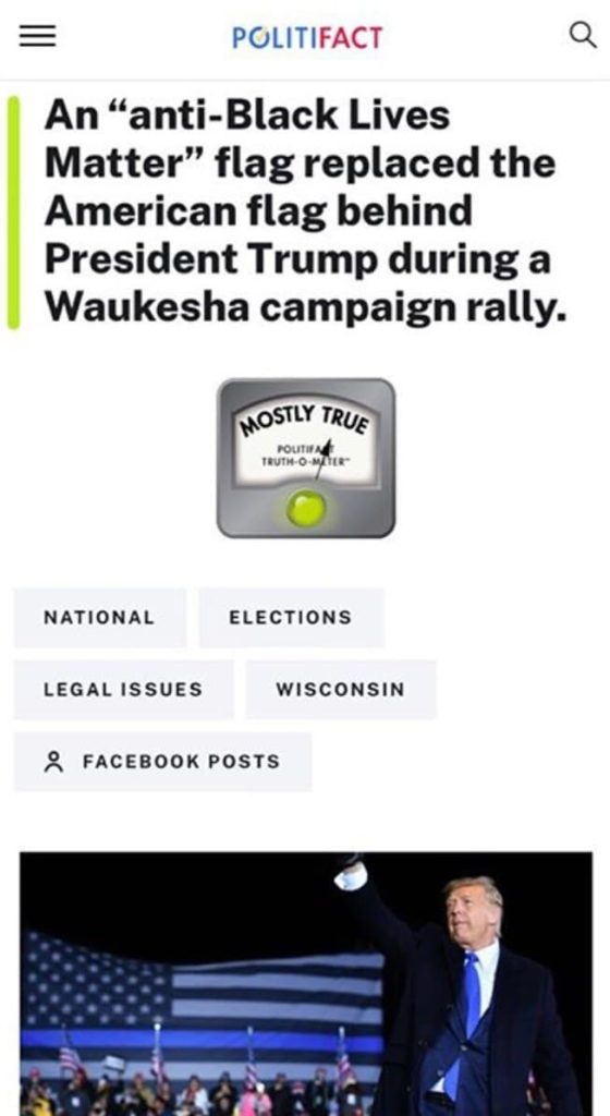 politifact thin blue line flag blm black lives matter trump