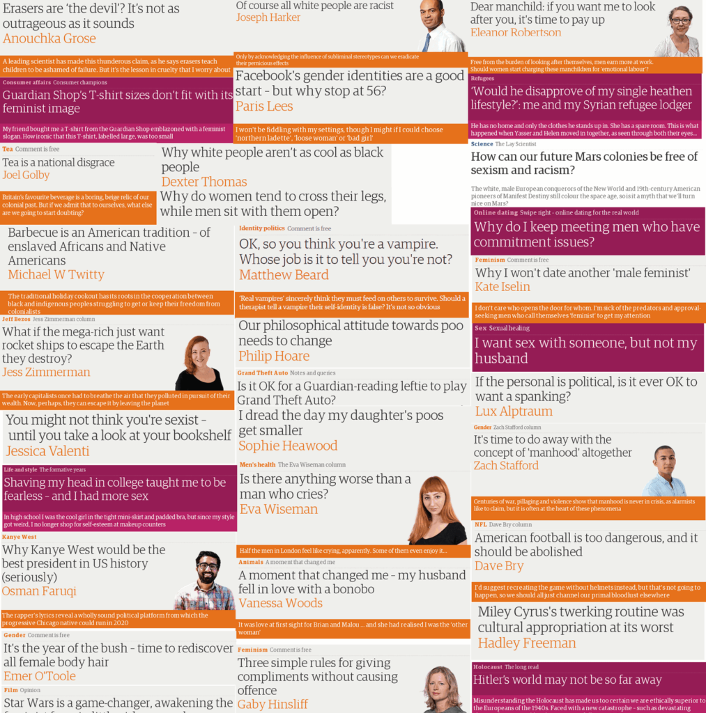 collection of ridiculous Guardian story headlines