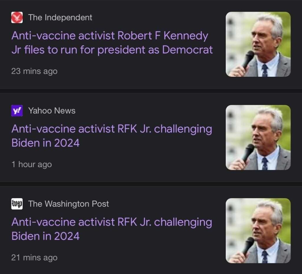 Associated Press stories reprinted in every other media outlet