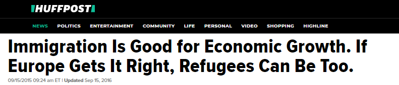 Huffington Post: "Immigration Is Good for Economic Growth. If Europe Gets It Right, Refugees Can Be Too"